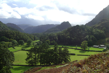 Looking down to the Jaws of Borrowdale from Hollows Farm